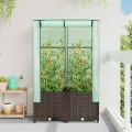 Hochbeet mit Gewächshaus Aufsatz 80x40x138 cm Rattan Optik Frühbeet für Tomaten Gemüse Kräuter, Stabiles PP Beet mit Eisenrahmen & Wasserdichter Abdeckung für Garten Balkon Terrasse - Thumbnail 3
