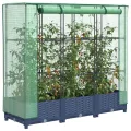 Hochbeet mit Gewächshausabdeckung 120x40x123 cm Rattanoptik, Stabiles PP Beet mit Eisenrahmen & Wasserdichter PE Abdeckung für Garten, Balkon, Terrasse, Gemüse und Kräuter - Thumbnail 1