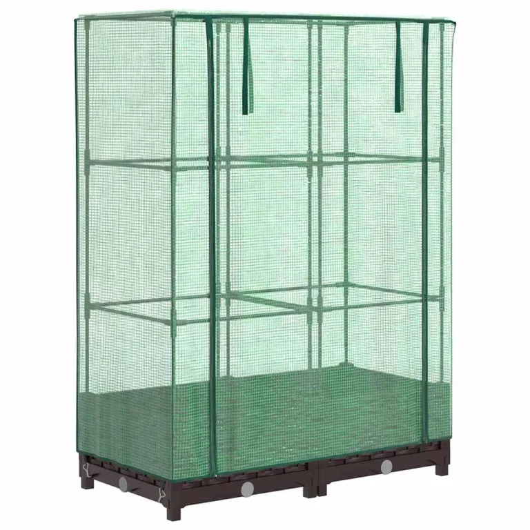 Hochbeet mit Gewächshaus Aufsatz 80x40x123 cm Rattan Optik Frühbeet für Tomaten Gemüse Kräuter, Stabiles PP Beet mit Eisenrahmen & Wasserdichter PE Abdeckung für Garten Balkon Terrasse – Bild 2