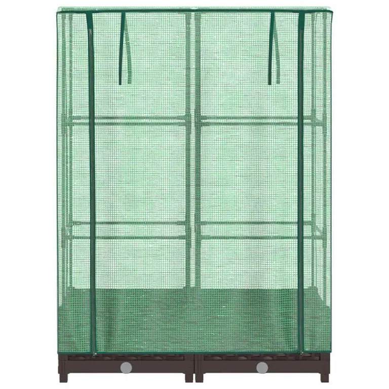 Hochbeet mit Gewächshaus Aufsatz 80x40x123 cm Rattan Optik Frühbeet für Tomaten Gemüse Kräuter, Stabiles PP Beet mit Eisenrahmen & Wasserdichter PE Abdeckung für Garten Balkon Terrasse – Bild 4