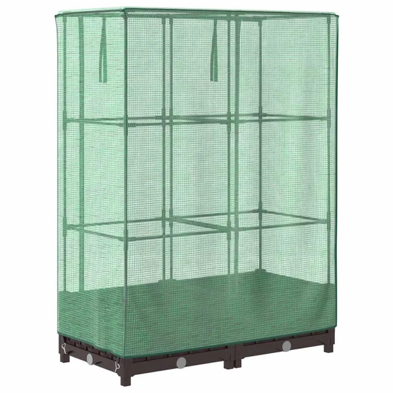 Hochbeet mit Gewächshaus Aufsatz 80x40x123 cm Rattan Optik Frühbeet für Tomaten Gemüse Kräuter, Stabiles PP Beet mit Eisenrahmen & Wasserdichter PE Abdeckung für Garten Balkon Terrasse – Bild 6