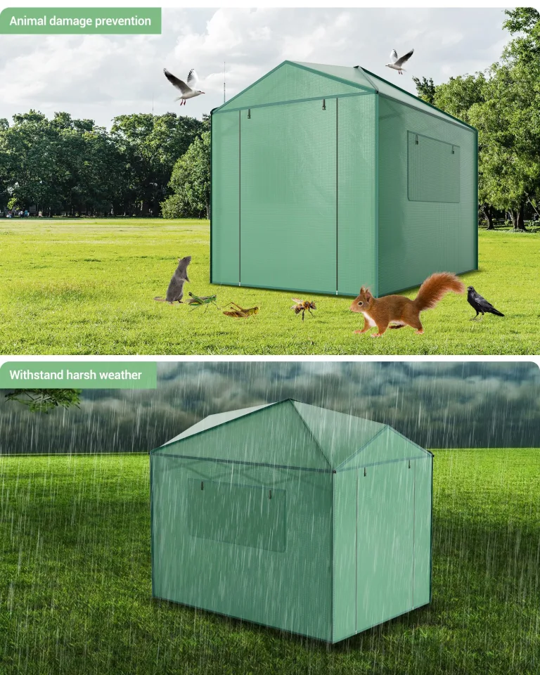 GarveeHome Gewächshaus Tunnel – Stabiler PE-Bezug, robuster Rahmen, Zipper-Türen & Mesh-Fenster, schneller Aufbau, UV-beständig, Winterfest – Ideal für Pflanzenaufzucht im Garten, Innen – Bild 7