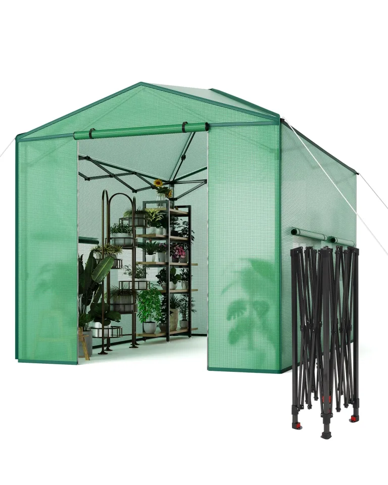 GarveeHome Gewächshaus Tunnel – Stabiler PE-Bezug, robuster Rahmen, Zipper-Türen & Mesh-Fenster, schneller Aufbau, UV-beständig, Winterfest – Ideal für Pflanzenaufzucht im Garten, Innen – Bild 8