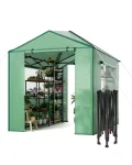 GarveeHome Gewächshaus Tunnel – Stabiler PE-Bezug, robuster Rahmen, Zipper-Türen & Mesh-Fenster, schneller Aufbau, UV-beständig, Winterfest – Ideal für Pflanzenaufzucht im Garten, Innen - Thumbnail 1