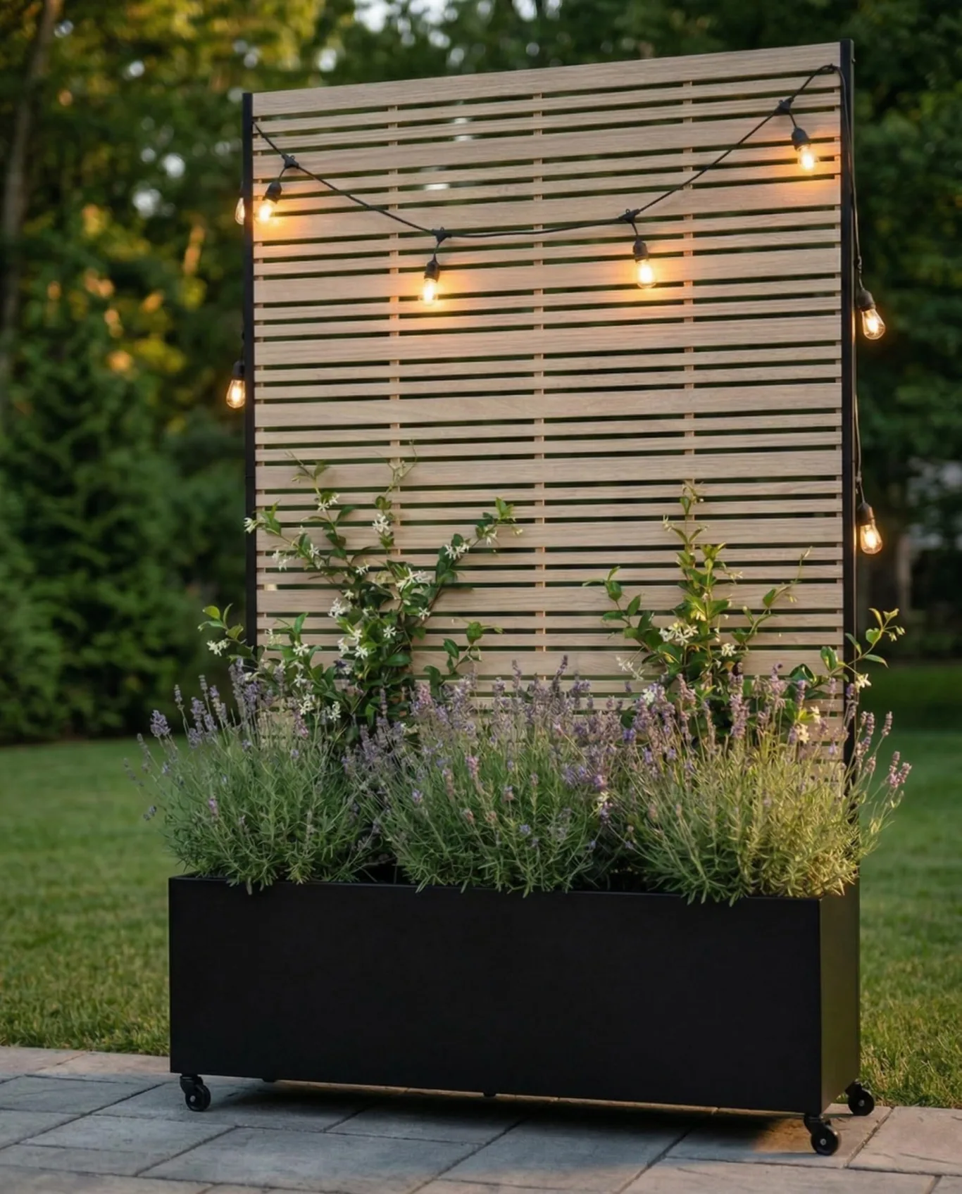 Hochbeet Metall mit Sichtschutz, Pflanzbeet Pflanzkübel Pflanzkasten Frühbeet Gartenbeet Blumenkasten Blumenbeet mit Rankgitter und Rollen wetterfest für Garten, Balkon und Terrasse - Bild 1