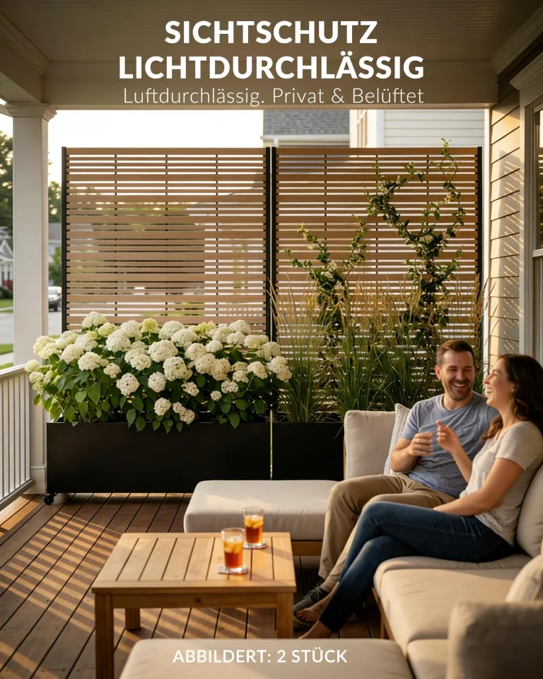 Hochbeet Metall mit Sichtschutz, Pflanzbeet Pflanzkübel Pflanzkasten Frühbeet Gartenbeet Blumenkasten Blumenbeet mit Rankgitter und Rollen wetterfest für Garten, Balkon und Terrasse – Bild 2