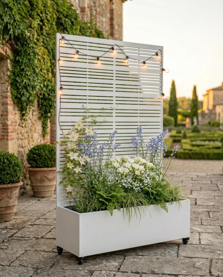 Hochbeet Metall mit Sichtschutz, Pflanzbeet Pflanzkübel Pflanzkasten Frühbeet Gartenbeet Blumenkasten Blumenbeet mit Rankgitter und Rollen wetterfest für Garten, Balkon und Terrasse – Bild 9