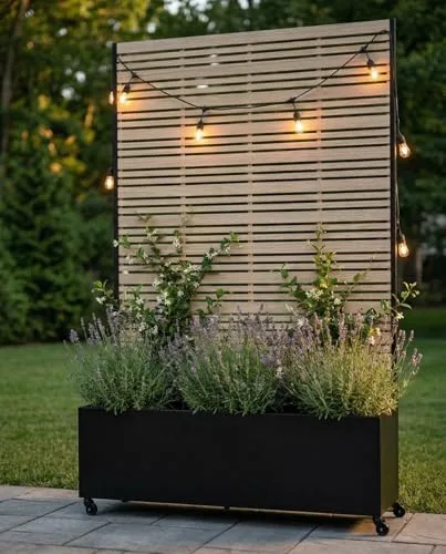 Hochbeet Metall mit Sichtschutz, Pflanzbeet Pflanzkübel Pflanzkasten Frühbeet Gartenbeet Blumenkasten Blumenbeet mit Rankgitter und Rollen wetterfest für Garten, Balkon und Terrasse – Bild 10