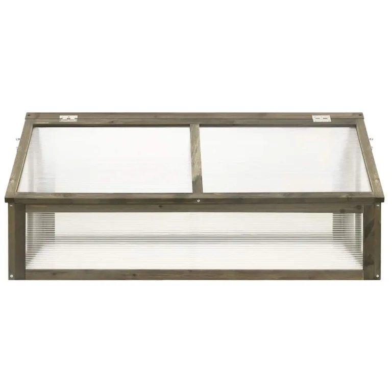 Gewächshaus aus Holz, quadratisches Gewächshaus, Grau, 114 x 80 x 50 cm, Tannenholz – Bild 3