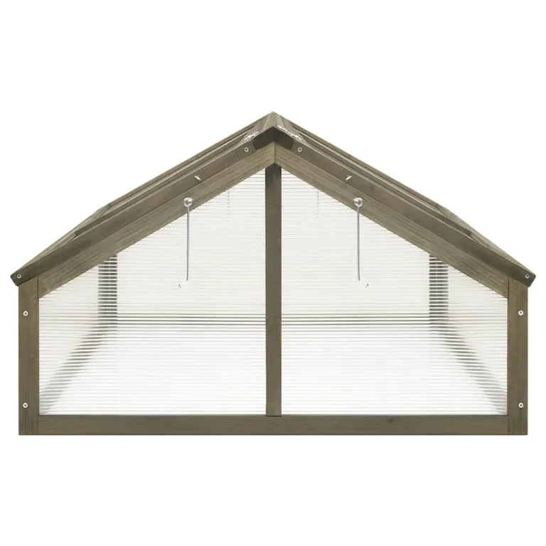 Gewächshaus aus Holz, quadratisches Gewächshaus, Grau, 114 x 80 x 50 cm, Tannenholz – Bild 4