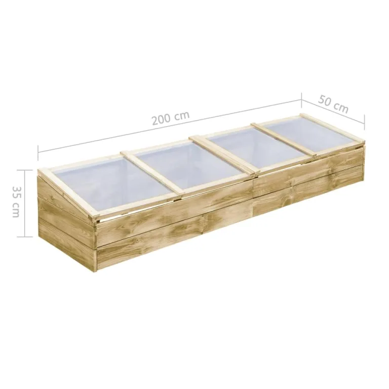 Garten-Gewächshaus aus Holz, quadratisches Gewächshaus, Kiefernholz, imprägniert, 200 x 50 x 35 cm – Bild 6