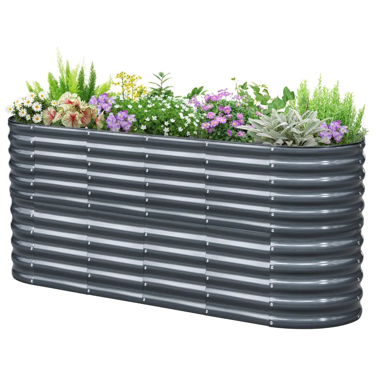 KING BIRD Hochbeet Metall 174x90x30cm,Pflanzkübel Blumenkasten mit 8 T Etiketten&Handschuhen,Pflanzkasten für Garten,DunkelGrau – Bild 9