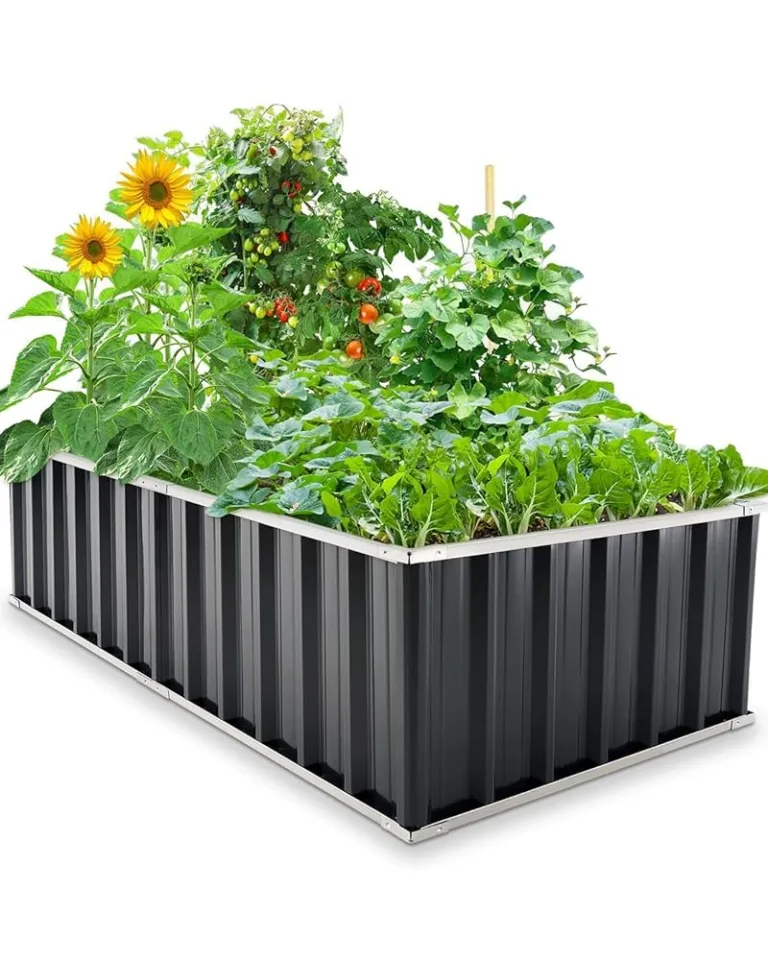 KING BIRD Hochbeet Metall 174x90x30cm,Pflanzkübel Blumenkasten mit 8 T Etiketten&Handschuhen,Pflanzkasten für Garten,DunkelGrau – Bild 10
