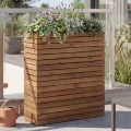 Mendler Pflanzkasten HWC-L21, Hochbeet Pflanzkübel Blumentopf, eckig 77x63x23cm Outdoor Akazie Holz FSC®-Zertifiziert - schwarz - Thumbnail 10