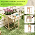 GOPLUS Hochbeet Holz, Gartenbett mit klappbarer Ablage, Blumenkasten mit Abflusslöchern, Pflanzenbehalter für Blumen, Gemüse & Kräuter, Pflanzkasten für Garten, Hof & Balkon, 63 x 67 x 74 cm, Natur - Thumbnail 4