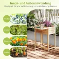 GOPLUS Hochbeet Holz, Gartenbett mit klappbarer Ablage, Blumenkasten mit Abflusslöchern, Pflanzenbehalter für Blumen, Gemüse & Kräuter, Pflanzkasten für Garten, Hof & Balkon, 63 x 67 x 74 cm, Natur - Thumbnail 5