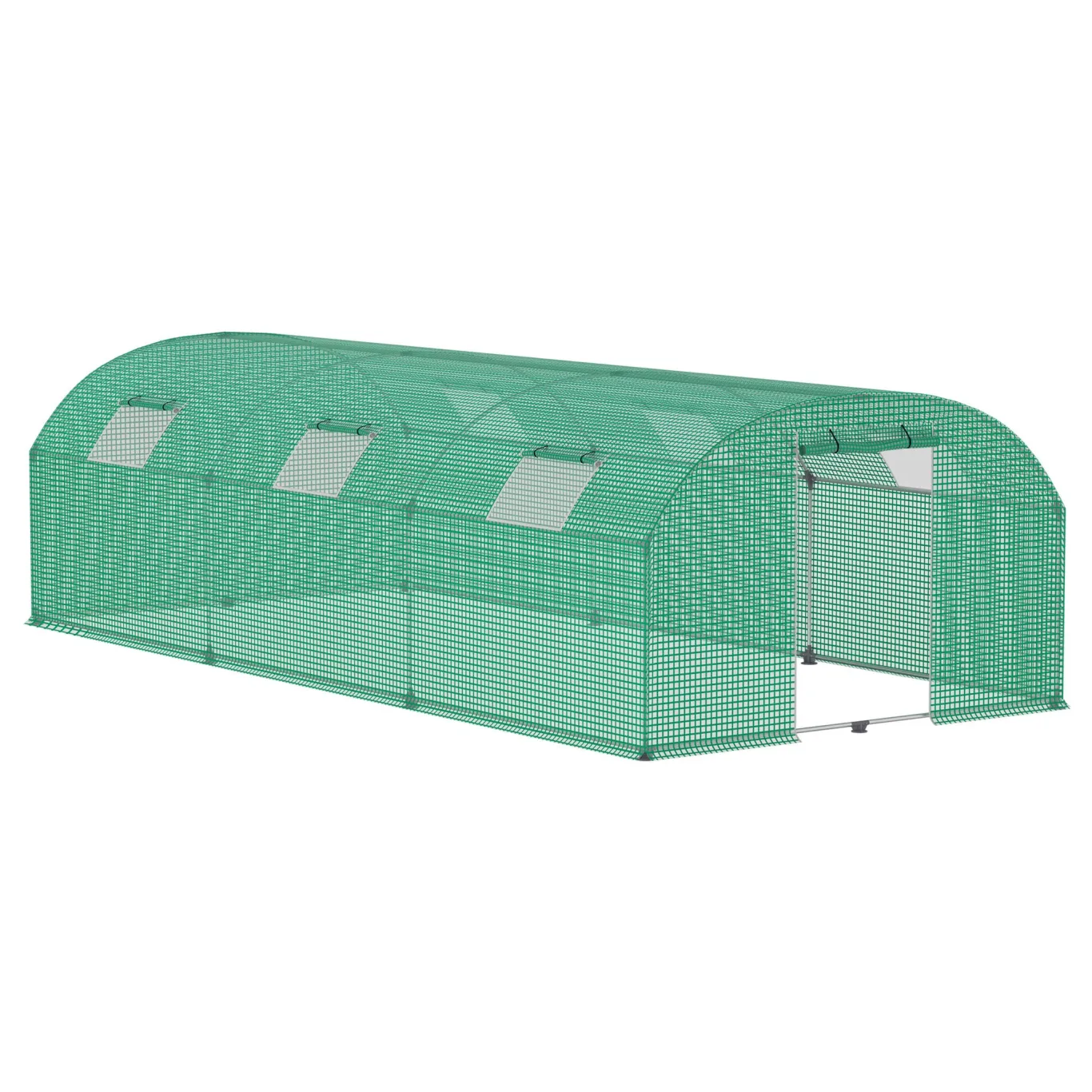 Gewächshaus 3x6 m groß, Foliengewächshaus mit 6 Fenstern & Tür, verzinkter Stahlrahmen, UV-beständige Abdeckung, Tomatenhaus für Pflanzen & Gemüse - Bild 1