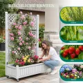 YITAHOME Hochbeete mit Rankgitter, Garten-Rankgitter mit Rädern, 108,5 x 44 x 155 cm, Drainagelöcher und Stopfen für Kletterpflanzen, erhöhter Übertopf hält 6,8 kg für Gemüse, Blumen, Obst (weiß) - Thumbnail 7