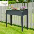 Outsunny Hochbeet Kräuterbeet Pflanzkasten aus Metall mit Füßen und 3 Abflusslöchern, Blumenkasten 100 x 30 x 80 cm - Thumbnail 2