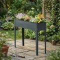 Outsunny Hochbeet Kräuterbeet Pflanzkasten aus Metall mit Füßen und 3 Abflusslöchern, Blumenkasten 100 x 30 x 80 cm - Thumbnail 4