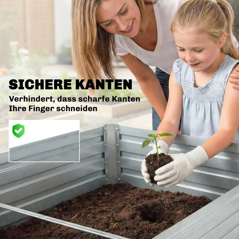 Outsunny Hochbeet aus verzinktem Stahl 2er Set 180 x 90 x 60cm Rechteckige Hochbeete mit Stützstangen Offenem Boden Handschuhe Hochbeet-Kit Pflanzbeet für Gemüse Obst, Blumen, Kräuter Silber – Bild 6