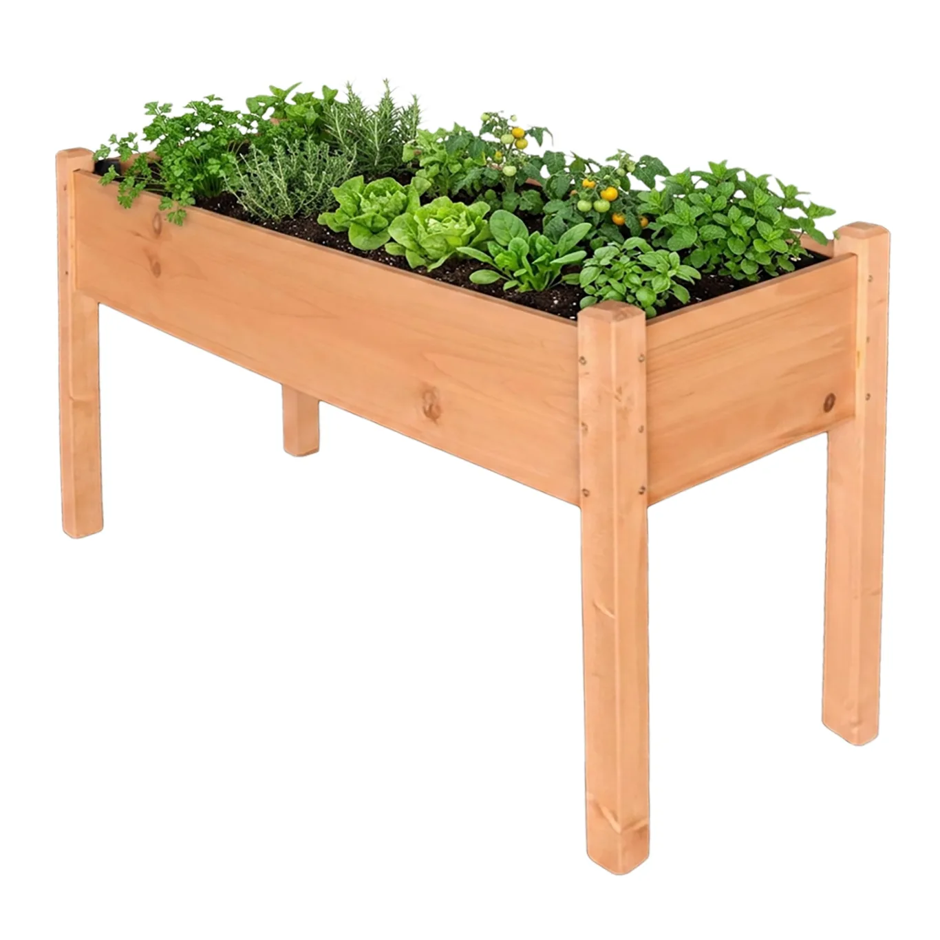 Relaxdays Hochbeet, Kräutergarten, HxBxT: 76 x 127 x 46 cm, Garten, Balkon, Terrasse, Pflanzenbeet, Tannenholz, orange - Bild 1