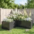 Outsunny Hochbeet L-förmig Blumenhochbeet witterungsbeständig, Pflanzbeet Frühbeet Gartenbeet Pflanzkübel Pflanzkasten aus Verzinkter Stahl, Blumenkasten für Terrasse & Garten, 150 x 150 x 55 cm - Thumbnail 9
