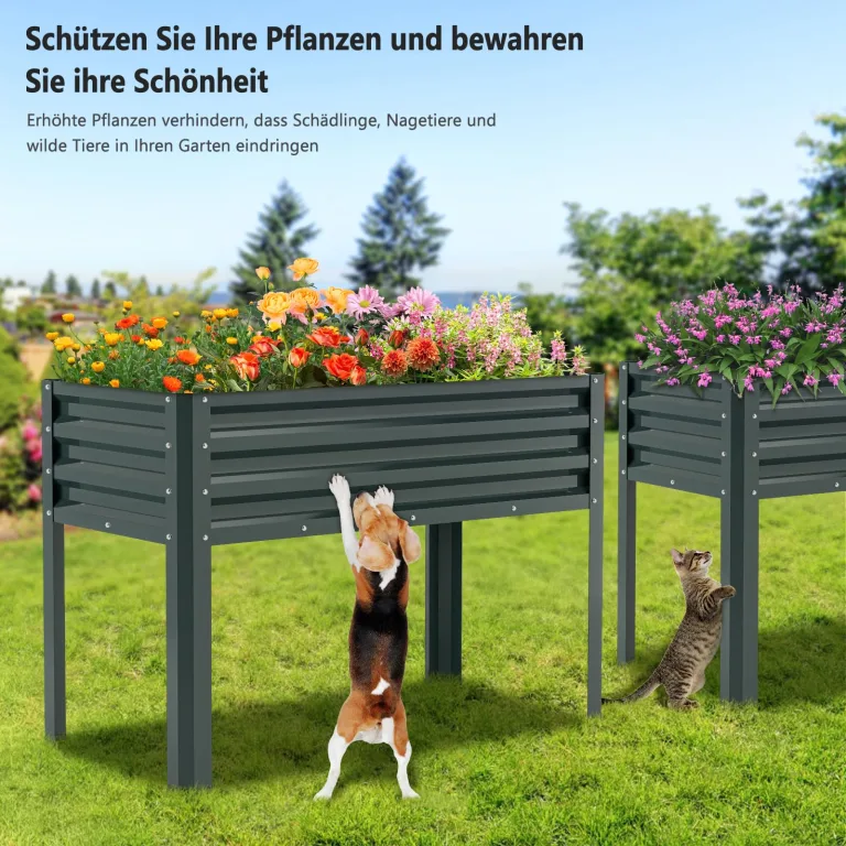 Hochbeet aus Metall, Verzinkter Stahl Rostfrei, 116x60x80 cm Hochbeet für Garten, Terrasse & Balkon, Pflanzkasten für Gemüse, Kräuter und Blumen, Langlebiges Pflanzbeet – Bild 4