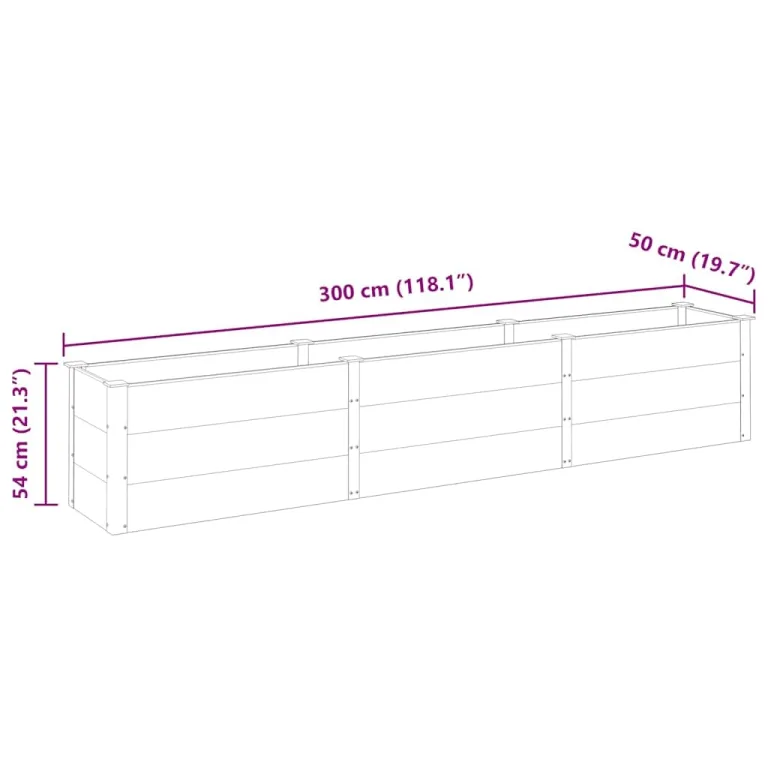 Garten Hochbeet WPC (Grau, 300 x 50 x 54 cm) – Bild 3