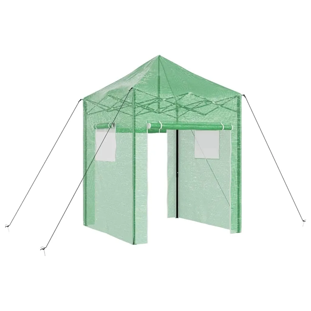 Gewächshaus mit Pop-up-Rahmen Grün Eisen 200 x 200 x 300 cm, faltbares Treibhaus für Garten Terrasse, Pflanzenhaus mit Polyethylen Folie, Anzucht, Überwinterung, Tomatenzelt, Frühbeet