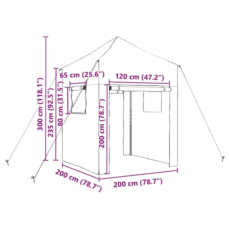 Gewächshaus mit Pop-up-Rahmen Grün Eisen 200 x 200 x 300 cm, faltbares Treibhaus für Garten Terrasse, Pflanzenhaus mit Polyethylen Folie, Anzucht, Überwinterung, Tomatenzelt, Frühbeet – Bild 9