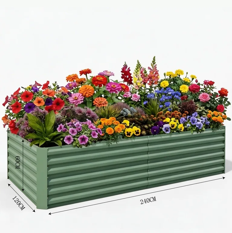 Acekool Hochbeet Metall 240x120x60CM—Quadratisch,Hochbeete Für Garten Und Gemüsegarten, Gemüse & Pflanzen, Ideal Für Gemüse, Kräuter & Blumen, Grün – Bild 2