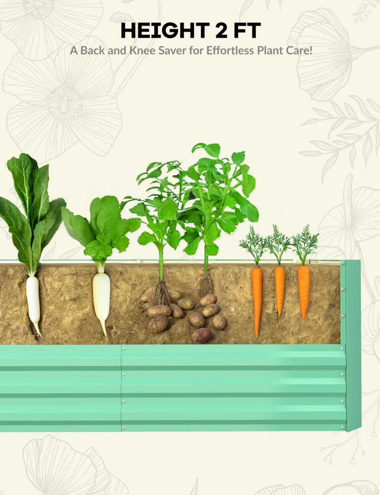 Acekool Hochbeet Metall 240x120x60CM—Quadratisch,Hochbeete Für Garten Und Gemüsegarten, Gemüse & Pflanzen, Ideal Für Gemüse, Kräuter & Blumen, Grün – Bild 4