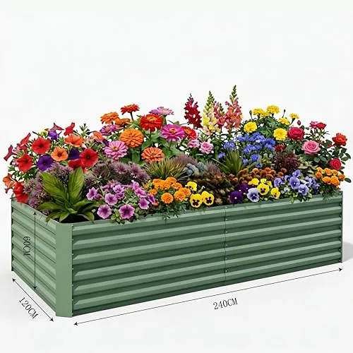 Acekool Hochbeet Metall 240x120x60CM—Quadratisch,Hochbeete Für Garten Und Gemüsegarten, Gemüse & Pflanzen, Ideal Für Gemüse, Kräuter & Blumen, Grün – Bild 10