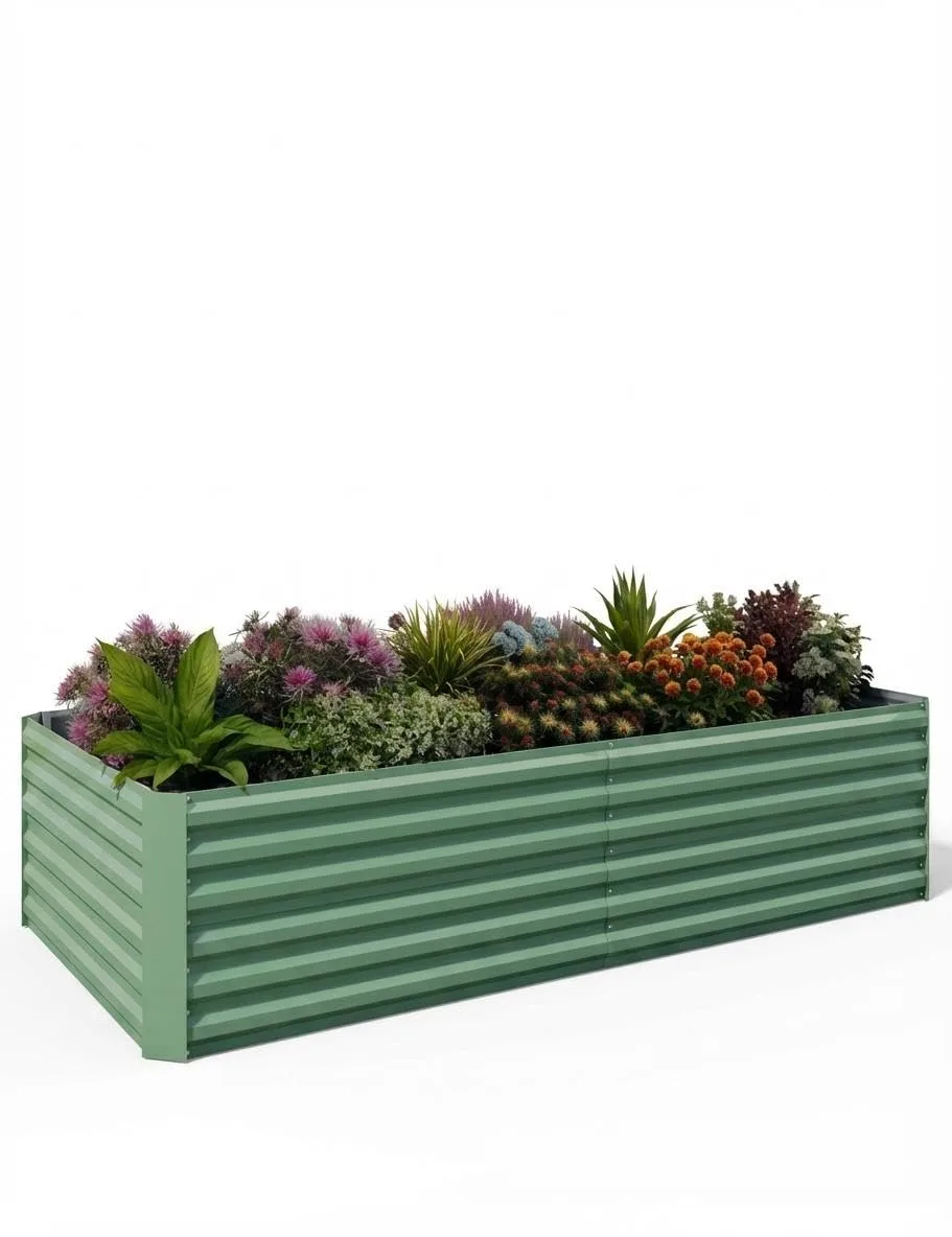 Acekool Hochbeet Metall 180x90x60CM—Quadratisch,Hochbeete Für Garten Und Gemüsegarten, Gemüse & Pflanzen, Ideal Für Gemüse, Kräuter & Blumen, Grün - Bild 1