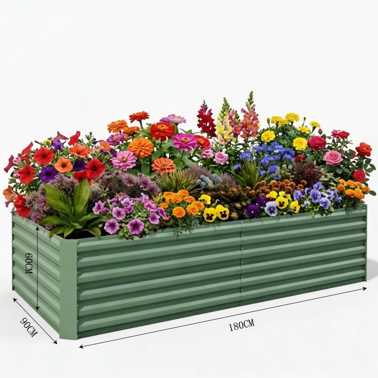 Acekool Hochbeet Metall 180x90x60CM—Quadratisch,Hochbeete Für Garten Und Gemüsegarten, Gemüse & Pflanzen, Ideal Für Gemüse, Kräuter & Blumen, Grün – Bild 2