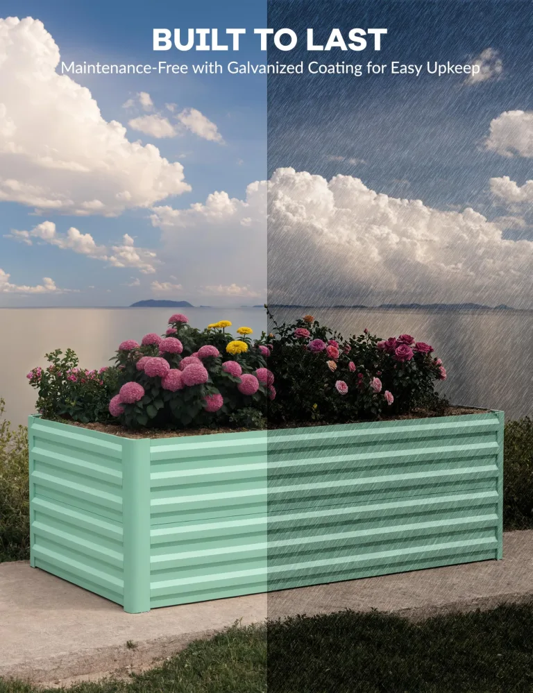 Acekool Hochbeet Metall 180x90x60CM—Quadratisch,Hochbeete Für Garten Und Gemüsegarten, Gemüse & Pflanzen, Ideal Für Gemüse, Kräuter & Blumen, Grün – Bild 5
