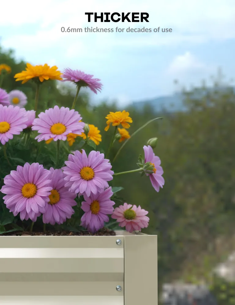 Acekool Hochbeet Metall 180x90x60CM—Quadratisch,Hochbeete Für Garten Und Gemüsegarten, Gemüse & Pflanzen, Ideal Für Gemüse, Kräuter & Blumen, Beige – Bild 3