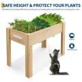 Acekool Hochbeet Mit Beinen 120x60x76 cm—Holz, Mit 3 Haken, Mit Vlieseinlage, Als Hochbeet Für Gemüse, Kräuter & Blumen, Für Balkon, Hof & Garten, Wetterfest & Einfache Montage - Thumbnail 6