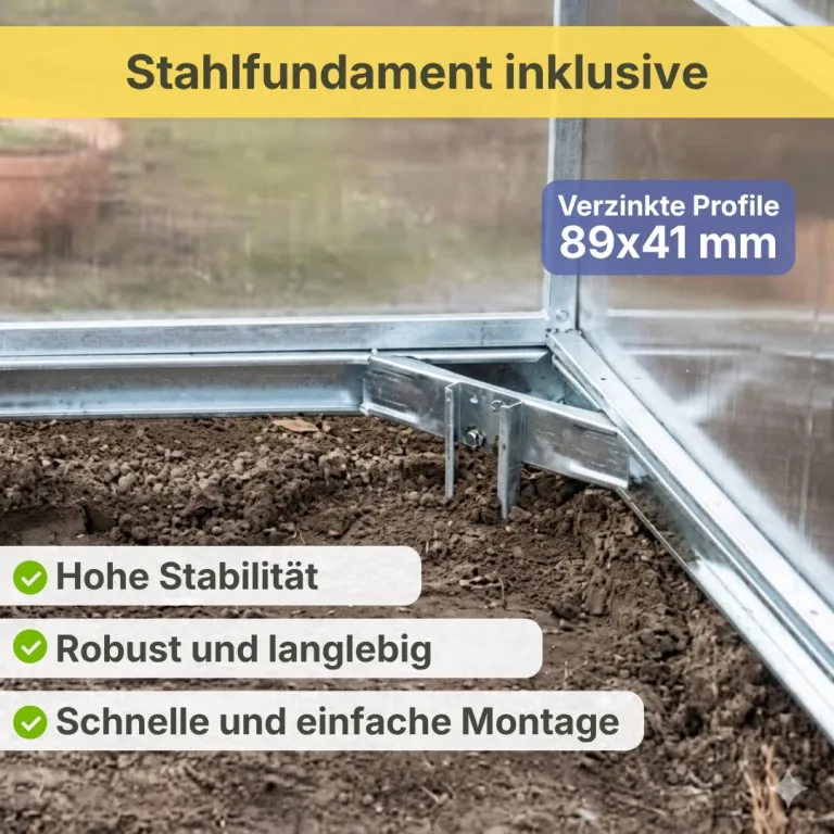 Stahl Gewächshaus Classic 250x400x220cm mit Fundament | 4 mm Hohlkammerplatten, UV-beständig & Winterfest | Treibhaus, Pflanzenhaus, Tomatenhaus für Garten – Bild 5