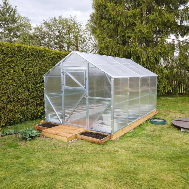 Stahl Gewächshaus Classic 250x400x220cm mit Fundament | 4 mm Hohlkammerplatten, UV-beständig & Winterfest | Treibhaus, Pflanzenhaus, Tomatenhaus für Garten – Bild 8
