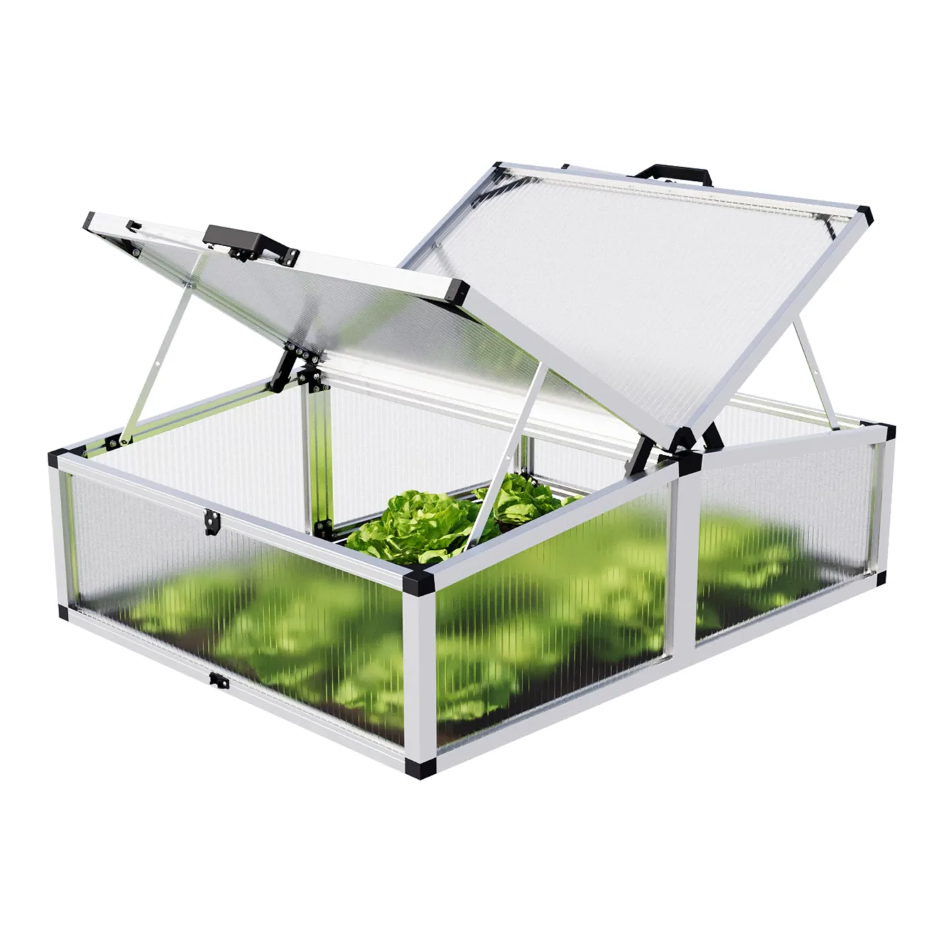 GFP Frühbeetkasten 103 x 132 cm Frühbeetaufsatz Caro, Aluminium mit Polycarbonat Doppelstegplatten - Bild 1