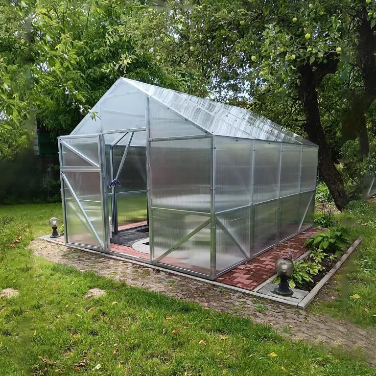 Gewächshaus Victoria 300x400x250cm aus Stahl mit Fundament | UV-beständige 6 mm Hohlkammerplatten | Winterfestes Tomatenhaus & Treibhaus für Garten – Bild 9