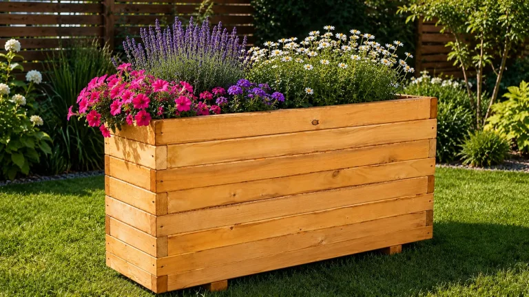 XXL Pflanzkübel Holz 100 cm – Extra Stabiler Blumenkasten Rechteckig, Wetterfester Pflanzkasten für Balkon, Terrasse & Garten, Hochbeet aus 3 cm Massivholz D26 (Eiche, 100x30x55 cm) – Bild 4