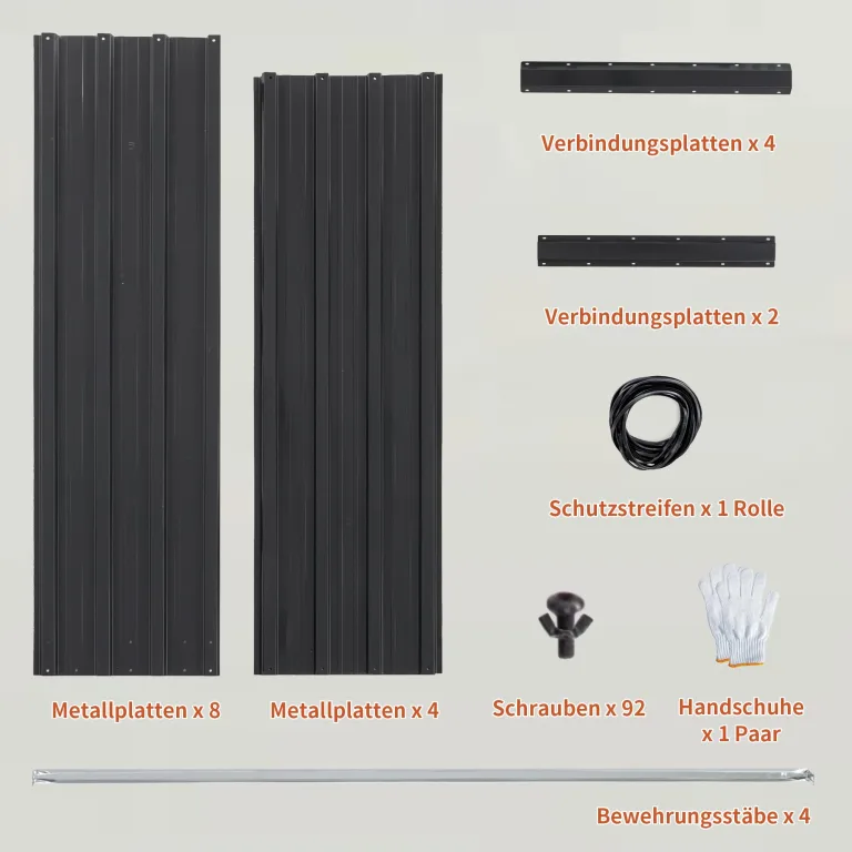 Hochbeet Metall 190x90x64 cm, Hochbeete aus Verzinktes Stahl, Wetterfest, Rostgeschützt, Sicherheitskante, Offener Boden, Pflanzkasten für Garten, Blumen, Gemüse & Kräuter, Anthrazit – Bild 4