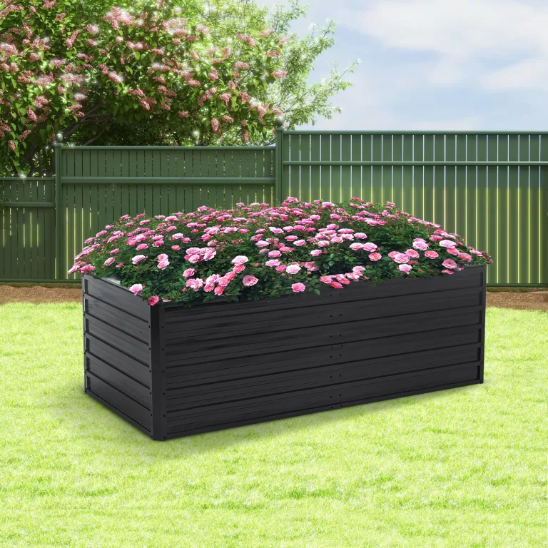 Hochbeet Metall 190x90x64 cm, Hochbeete aus Verzinktes Stahl, Wetterfest, Rostgeschützt, Sicherheitskante, Offener Boden, Pflanzkasten für Garten, Blumen, Gemüse & Kräuter, Anthrazit – Bild 5