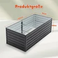 Hochbeet Metall 190x90x64 cm, Hochbeete aus Verzinktes Stahl, Wetterfest, Rostgeschützt, Sicherheitskante, Offener Boden, Pflanzkasten für Garten, Blumen, Gemüse & Kräuter, Anthrazit - Thumbnail 2