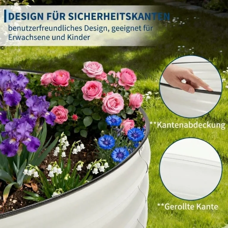 Hochbeet Metall 2er Set 120x60x30 cm – Pflanzkasten aus verzinktem Stahl für Garten & Balkon – Wetterfestes Beet für Gemüse, Kräuter & Blumen, Rostfrei & Stabil, Weiß – Bild 6