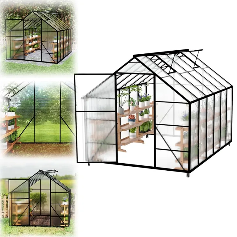 Gewächshaus mit Fundament 310x250x205 cm Tomatenhaus Treibhaus Gartengewächshaus Aluminium mit Schiebetür und Dachfenster - Stabil, Winterfest, UV-beständig – Bild 1