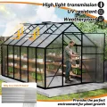 Gewächshaus mit Fundament 310x250x205 cm Tomatenhaus Treibhaus Gartengewächshaus Aluminium mit Schiebetür und Dachfenster - Stabil, Winterfest, UV-beständig - Thumbnail 6